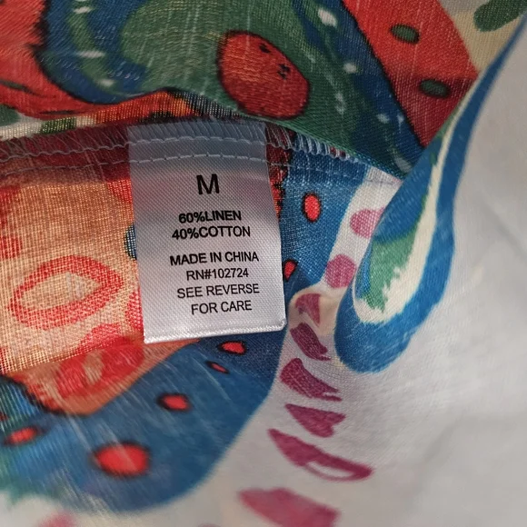 Hester & Orchard Anthropologie Linen Blend Paisley Top M Boho Resortwear Beachy - Picture 6 of 10